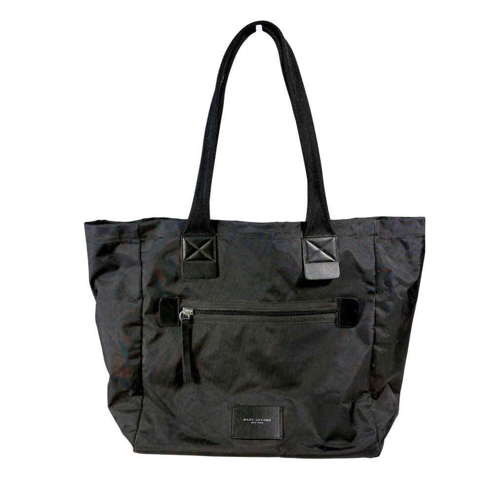 Marc Jacobs Nylon Tote Bag Womens Large Black Zippered Travel Shoulder Bag